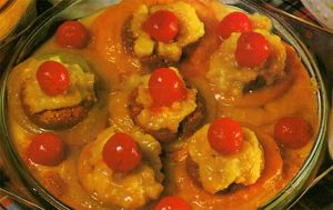 Duraznos gratinados con Cerezas