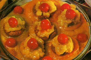 Duraznos gratinados con Cerezas
